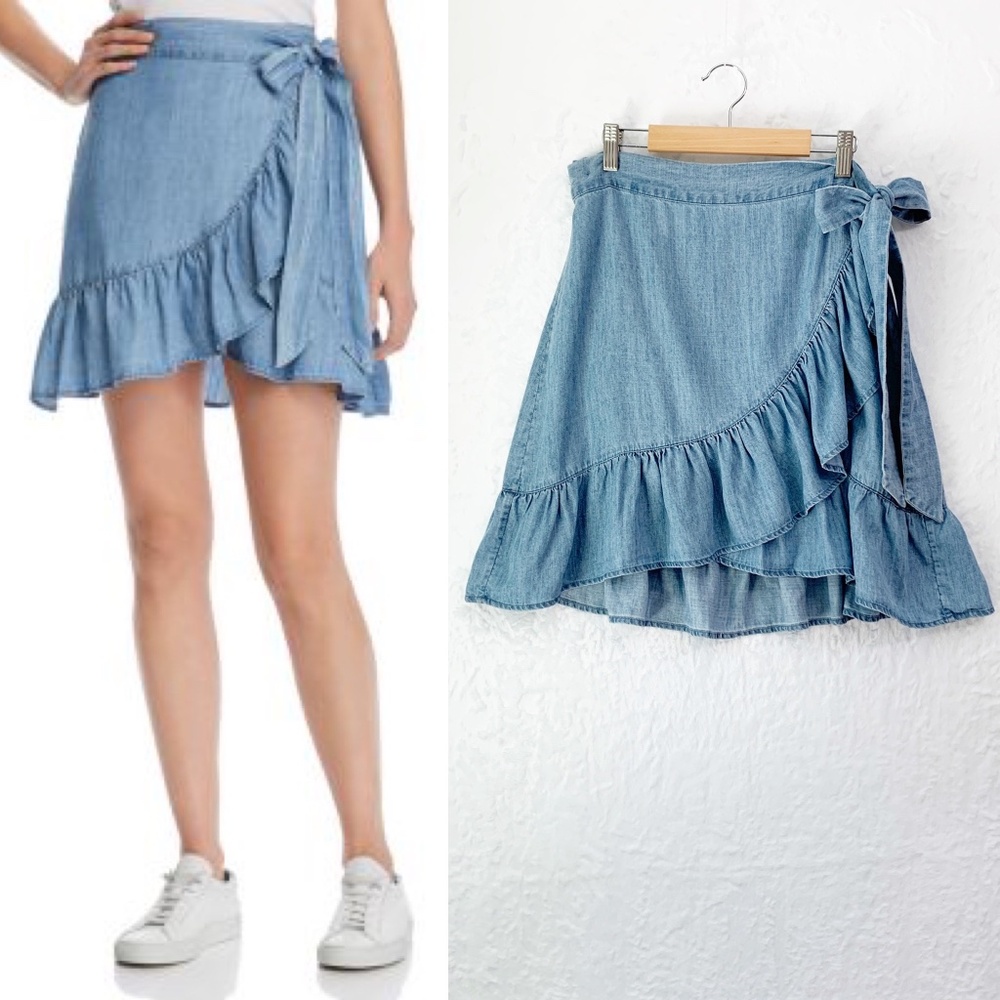 Rails Etienne Chambray Wrap Mini Skirt Sz L